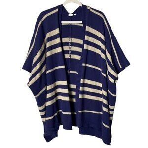 Gap Women’s Knit Poncho One Size Striped Bohemian Cabincore Cozy Chunky Knit